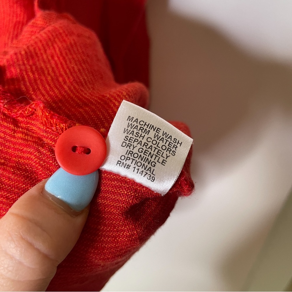 Flax Linen Button Down Tunic Top Red 100% Linen S… - image 3